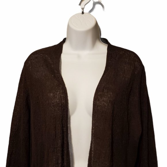 EILEEN FISHER Brown Open Front Thin Sweater Top - Picture 2 of 5